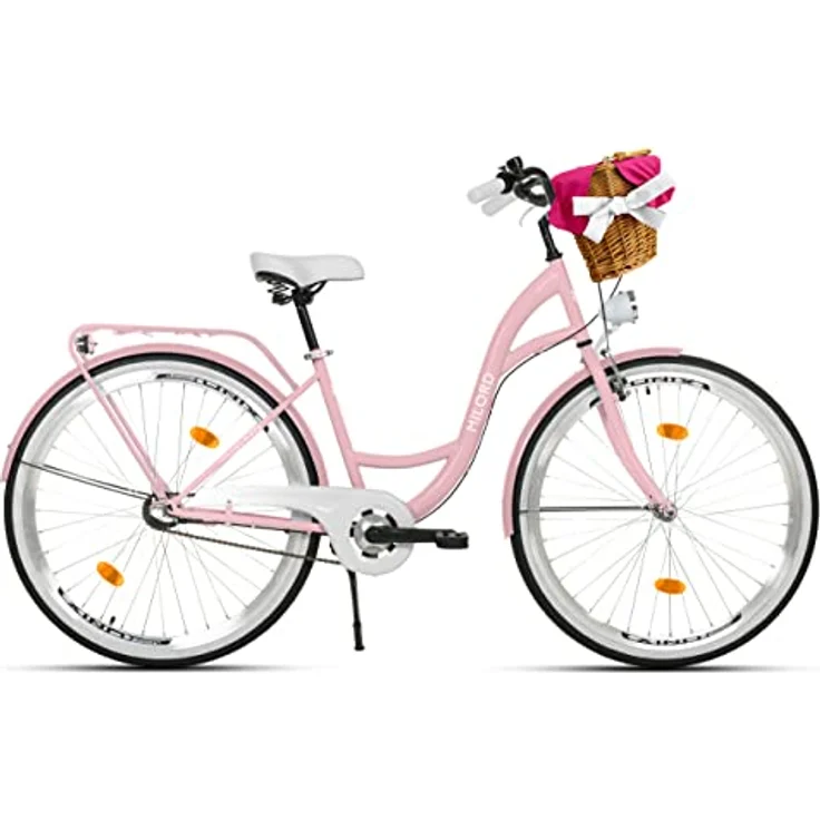Milordbikes City-Fahrrad, Pink, Metall, 46 cm, leicht rollende 700C Reifen, integrierter Träger – Bild 2