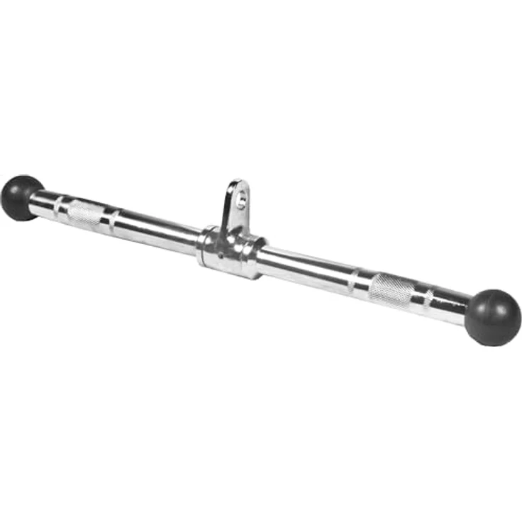 GORILLA SPORTS® Gerade Stange - mit Drehgelenk und Gummi Ballen, bis 200 kg Belastbar, DIY, aus Chrom - Latzugstange, Bizeps Trizeps Stange, Kabelzuggriff, Trizeps Griff, Trizepsstange, Krafttraining – Bild 1
