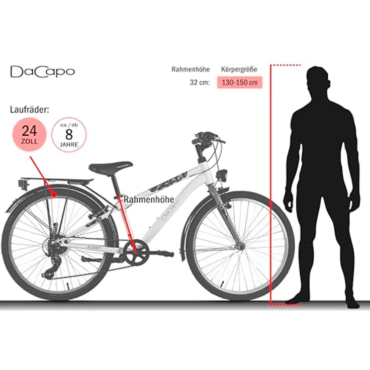 Dacapo Bobby, 24" Kindervelo mit 7-Gang Shimano Schaltung, V-Brakes und Beleuchtung – Bild 3