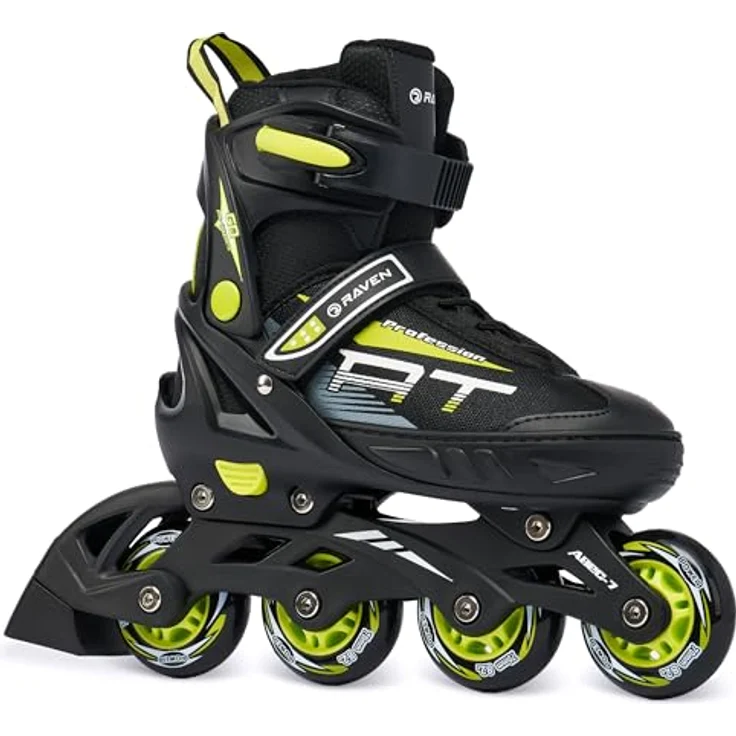 RAVEN Profession Inlineskates, verstellbare 2in1 Rollschuhe für Kinder und Erwachsene, Black/Lime, Größen 28-32 (18,5cm-21cm) – Bild 2