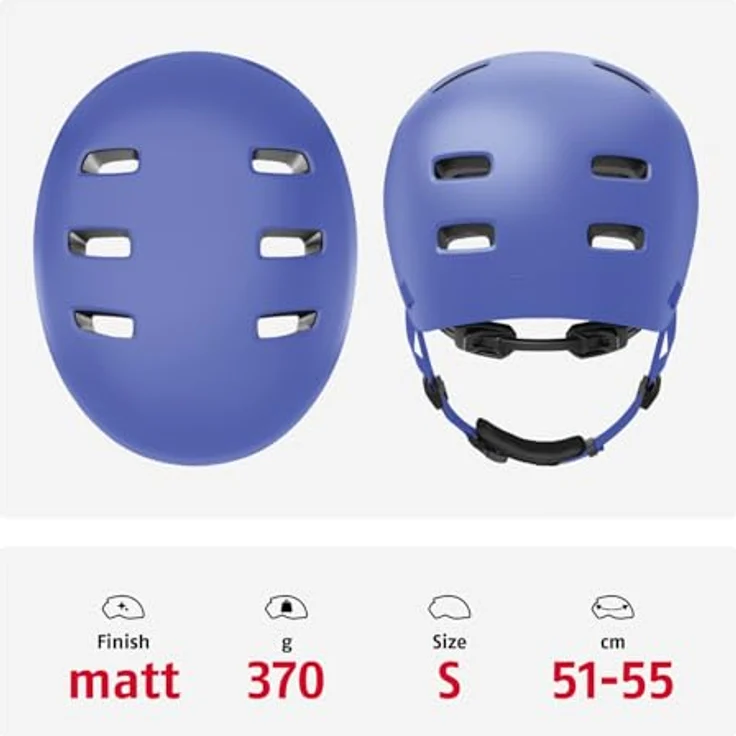 ABUS Fahrradhelm XOXO, Cityhelm im Skater-Look mit optimiertem Kinnpolster, für Skateboard, Fahrrad, Scooter, Größe S, mono blau – Bild 3
