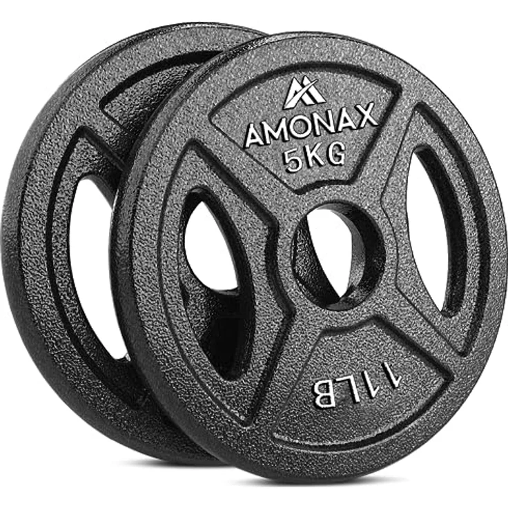 Amonax Hantelscheiben Set, 2,5kg, 5kg, 10kg Hantel Set für 50mm Olympia Gewichte Hantel Bar, Metall Hantelscheiben für Gewichtheben und Hip Thrust, hantelscheiben gusseisen für das Home Gym – Bild 1