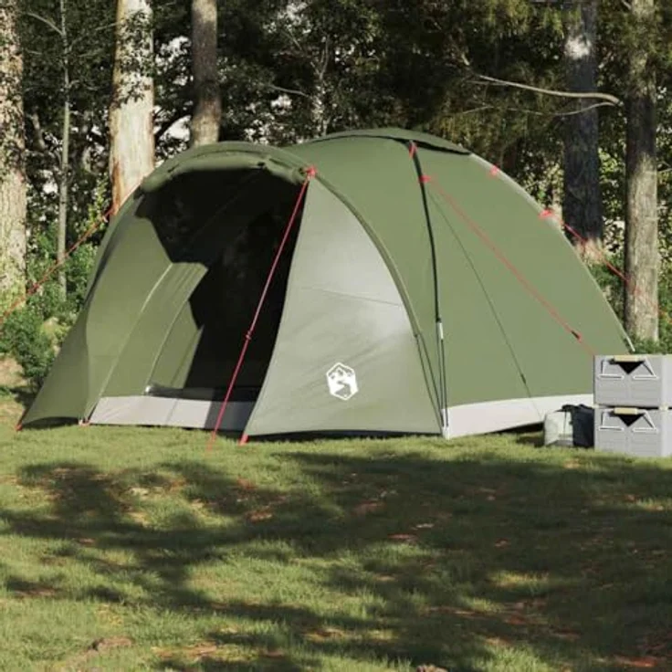 vidaXL Angelzelt 2 Personen, wasserdichtes Campingzelt in Olivgrün mit einfachem Auf- und Abbau, UV-Schutz und zusätzlichem Stauraum – Bild 2