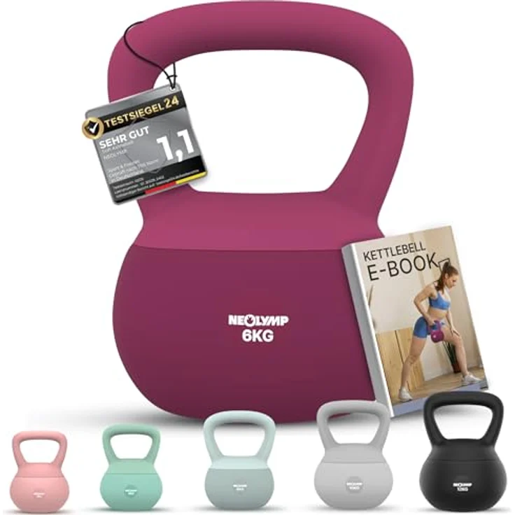NEOLYMP Soft Kettlebell, bodenschonende und leise Kugelhantel mit ergonomischem Softgriff, 2–12 kg verstellbar, ideal fürs Homegym – Bild 1
