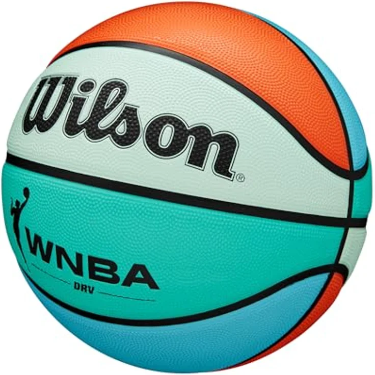 Wilson WNBA DRV Bright Basketball, mit tiefen Rillen und Performance-Oberfläche, optimierte Luftspeicherung, Farbe: Orange/Türkis, Größe: 6 – Bild 3
