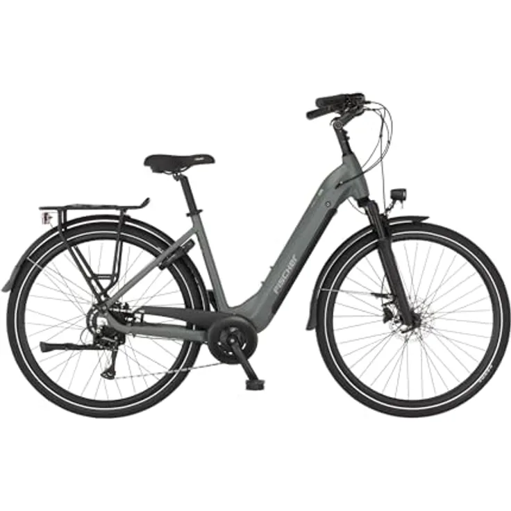 FISCHER E-Bike City CITA MOVE 01 W, 28 Zoll, grau matt, Rahmenhöhe 48 cm, 474 Wh Akku, Heckmotor, 8-Gang Kettenschaltung, hydraulische Scheibenbremsen