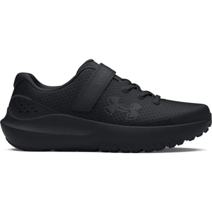 Under Armour BPS Surge 4 AC, Laufschuhe für Kinder, leicht und atmungsaktiv, Klettverschluss, schwarz, Schuhgröße 35 EU