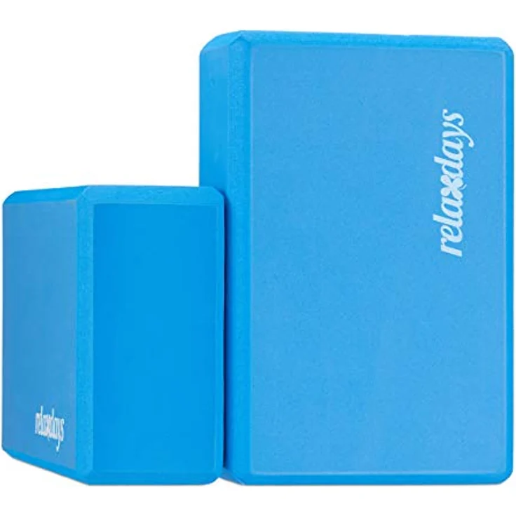 relaxdays Yogablock 2er Set, rutschfest und gelenkschonend, blau – Bild 6
