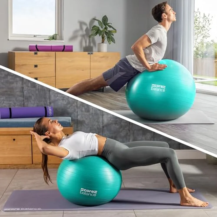 Core Balance, berstsicherer Gymnastikball - für Fitness Yoga Schwangerschaft - 55cm 65cm 75cm 85cm - inkl. Luftpumpe – Bild 2