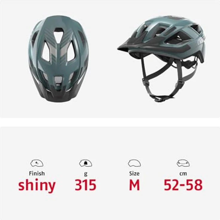 ABUS Aduro 3.0 LED, sportiver Fahrradhelm mit Rücklicht für Damen und Herren, Größe M, Blau – Bild 5