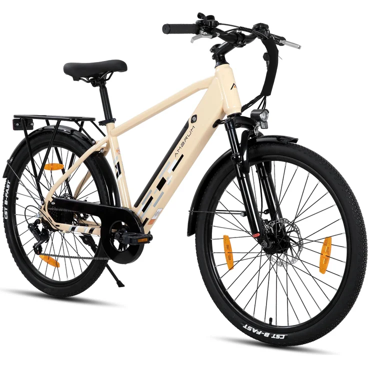Hiland 26 Zoll Elektro Mountainbike AMBRUN, E-MTB mit 250W Motor, 36V 10.4Ah Batterie, Scheibenbremsen, 7-Gang, in Gelb, Schwarz oder Grün