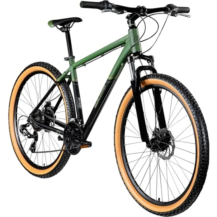 Galano Toxic 27,5 Zoll Hardtail MTB, unisex Mountainbike mit 21 Gangschaltung, mechanischen Scheibenbremsen, Alu-Rahmen (schwarz/Khaki, 46 cm) – Bild 1