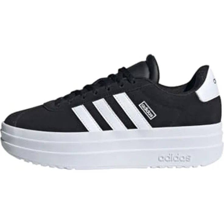 adidas VL Court Bold J IH4777, Kinderschuhe im Skate-Stil aus Leder, schwarz/weiß