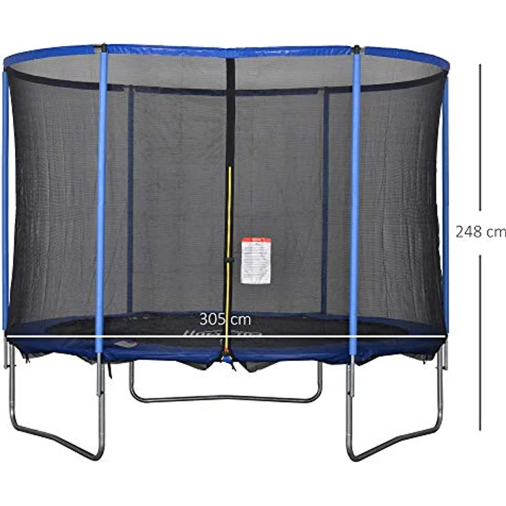 HOMCOM Trampolin mit Sicherheitsnetz Gartentrampolin für Innen- und Außenbereich Fitnesstrampolin für Kinder und Erwachsene Stahl Blau+Schwarz bis 113,6 kg Ø305 x 248H cm – Bild 5