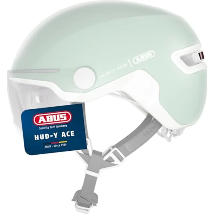 Abus HUD-Y ACE, Velohelm mit Glas-Visier und aufladbarer Heck-LED, 54-58 cm, urbanes Design – Bild 1