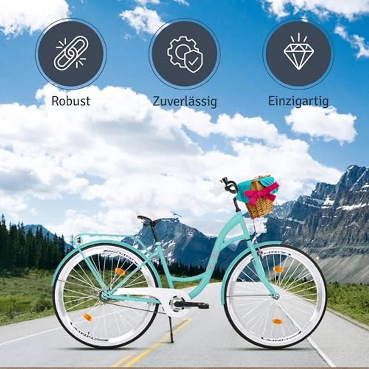 Milordbikes City-Fahrrad, Blau, Metall, 46 cm, leicht rollende 700C Reifen, mit hinterem Träger – Bild 5