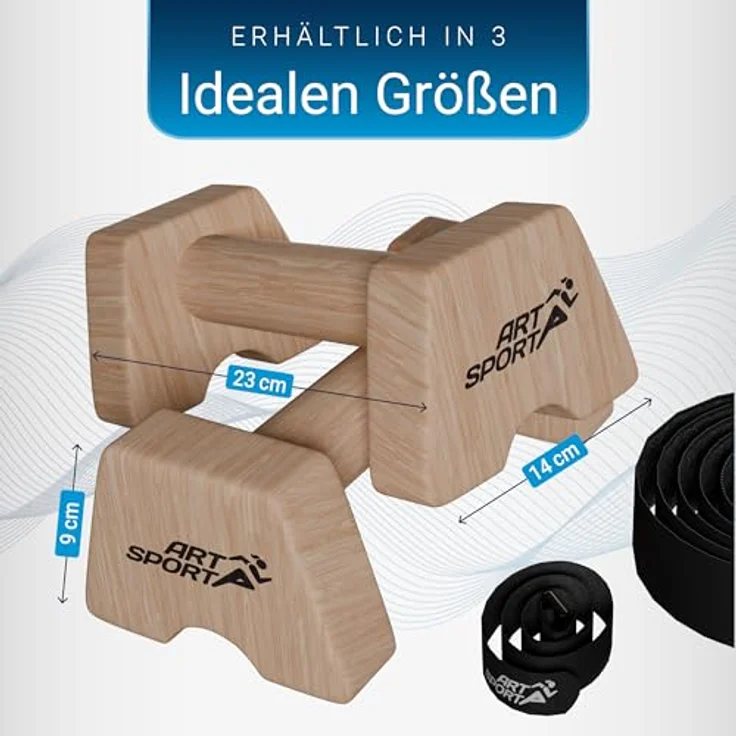 ArtSport Liegestützgriffe aus Holz M - Calisthenics, Parallettes, Liegestütz Barren, Indoor & Outdoor, ergonomische Handstand Griffe, Braun – Bild 5