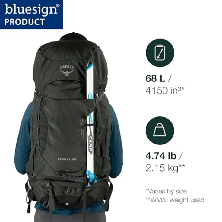 Osprey Kyte 68, Wanderrucksack mit integrierter Regenhülle, anpassbarer Rückenplatte und Organisationstaschen, Elderberry Purple WM/L – Bild 2