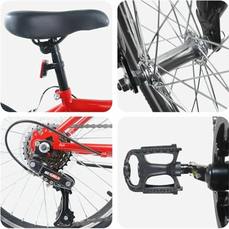 vidaXL Kinderfahrrad 24 Zoll, 6-Gang für 8-12 Jahre, rot, 158 x 53 x 100 cm – Bild 5