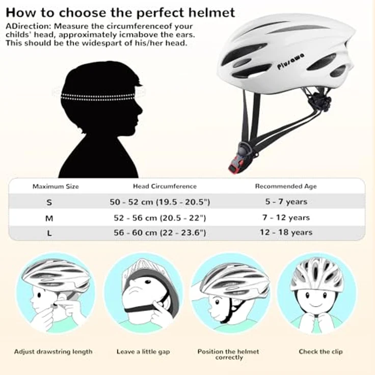 Tacklife Plusawa Kinder Fahrradhelm EN1078 CE zertifiziert, verstellbarer Kinnriemen, 3D DIY Aufkleber, reflektierende Sicherheitsaufkleber, für Fahrrad, Roller, Skateboard, Unisex, Größe S/M/L (50-60cm) – Bild 6