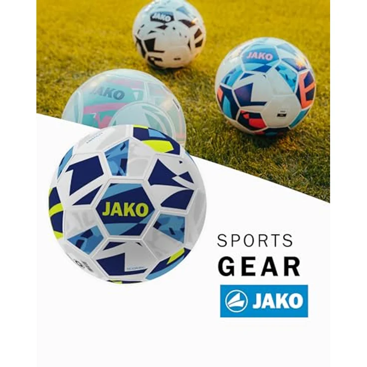 JAKO Spielball Iconic Größe 4, FIFA BASIC-zertifiziert, weiß/Navy/Neongelb, langlebig mit Hybrid-Technologie – Bild 2