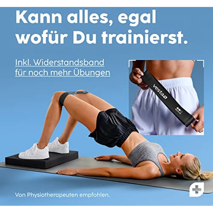 Vesta+ Balance Pad Blau M + Fitnessband + Fitness APP, Testsieger bei Balance Pads als Stabilisationstrainer & Balance Kissen, Balance Board M Pad als Balance-Pad, Balancepad Physio, Balancekissen – Bild 3