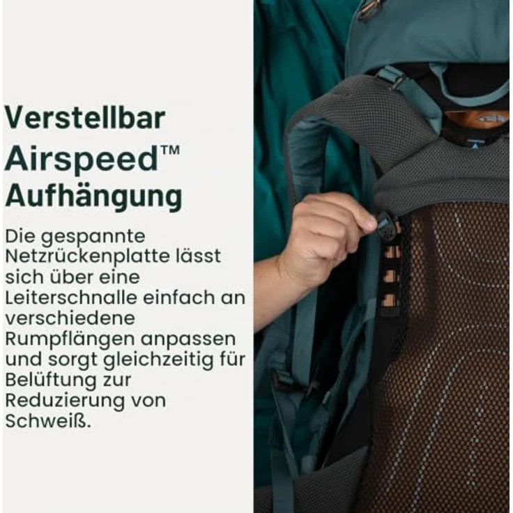 Osprey Renn Trekkingrucksack 70 cm, schwarz, 100% Polyester, 37 x 37 x 70 cm – Bild 4