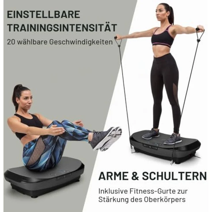 Klarfit Vibe 4DX Pro Vibrationsplatte mit 4 Bewegungsmodi, 20 Geschwindigkeiten, grau schwarz – Bild 5