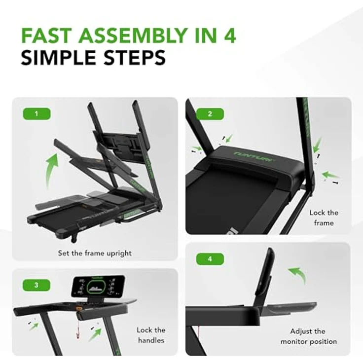 Tunturi Cardio Fit T50 Laufband - Walking Pad mit 44 Programmen, klappbar und kompakt, 0,8 bis 16,0 km/h, große Lauffläche 130 × 45 cm, automatische Steigung 15 Stufen, LED-Display, Fitnessgerät für Zuhause – Bild 5