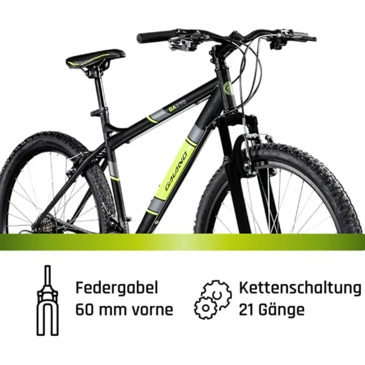 Galano GA270 Mountainbike, 27,5 Zoll Hardtail mit 21 Gängen, schwarz/grün – Bild 4