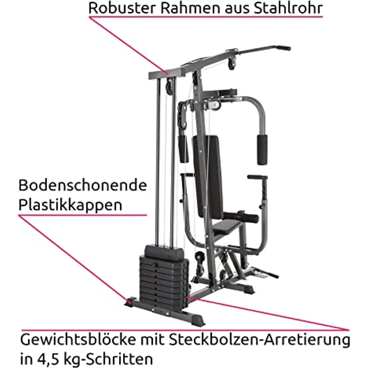tectake 800546 Kraftstation Fitnessstation Heimtrainer | Butterflymodul | Latzugstange | Beinstreckervorrichtung - Typ 2, No. 402757 – Bild 5
