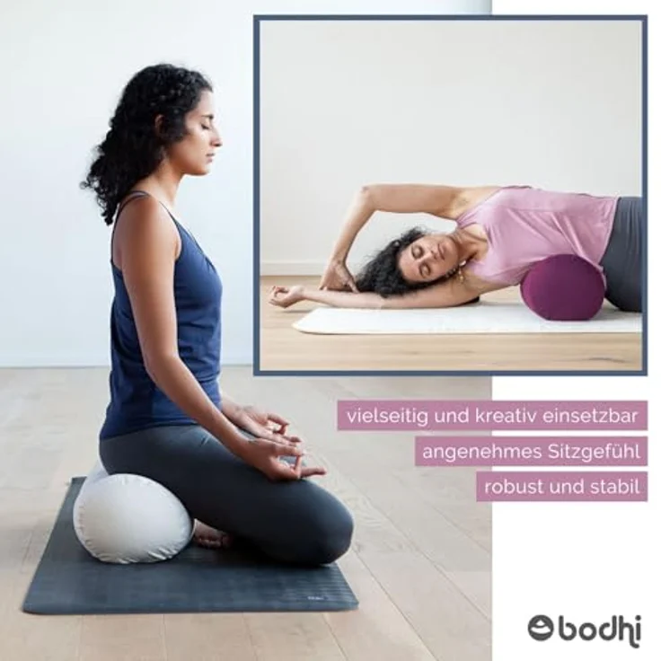 Bodhi Yoga Bolster ECO Serie, Yogarolle mit Kapok-Füllung, waschbarer Bezug aus 100% Bio-Baumwolle, groß 65 x 22 cm, rosé – Bild 5