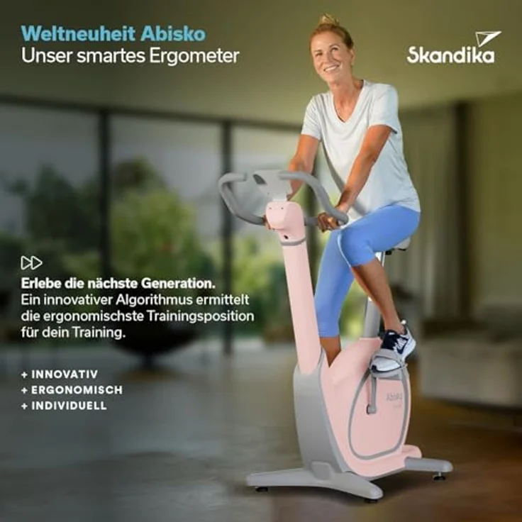 Skandika Ergometer Abisko Weltneuheit | Premium EMS-Widerstand, Smarter Heimtrainer App Steuerung, Automatische Lenker & Satteleinstellung, 36 Widerstandsstufen | Fahrrad Hometrainer für Zuhause – Bild 2