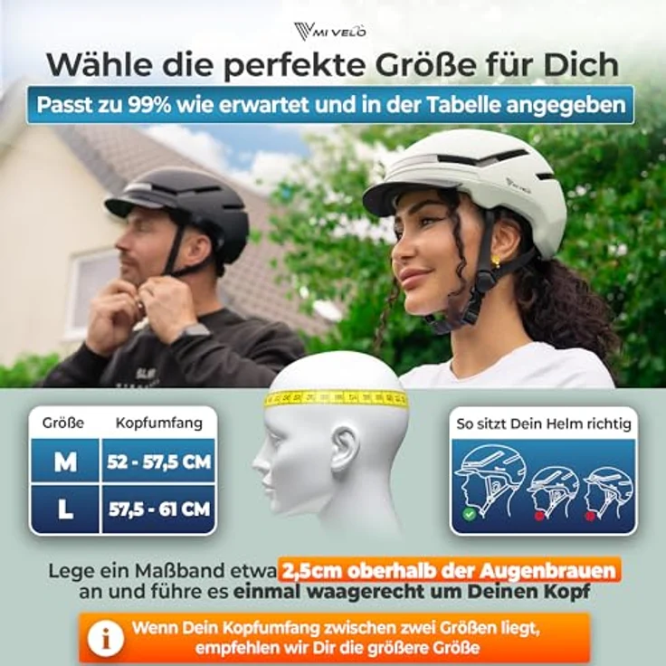 MIVELO NOVA Fahrradhelm, NTA zertifiziert bis 45 km/h, ultraleicht mit LED-Licht und Helmschloss, Unisex, Mint, L (57-61 cm) – Bild 3