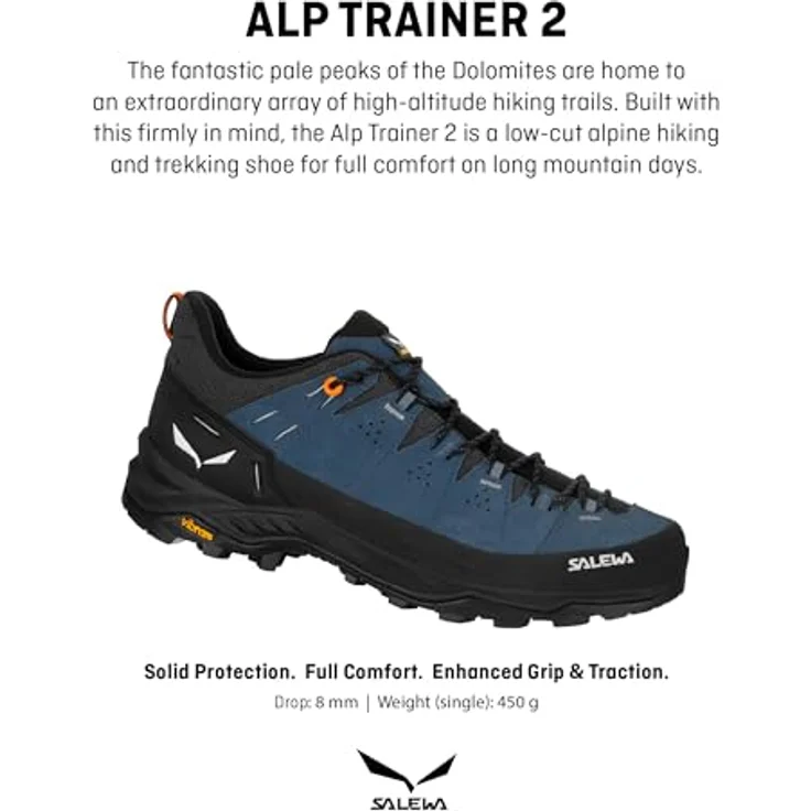 Salewa Alp Trainer 2 Mid, Herren Wanderschuhe mit Vibram® Sohle und 360°-Gummirand, Blau, Größe 46.5 – Bild 2