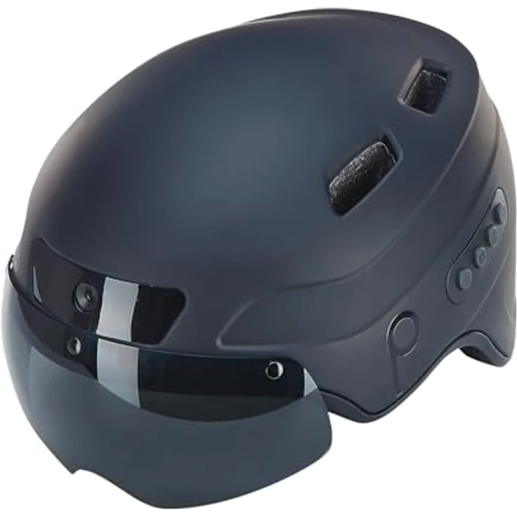 Prophete Smart Fahrradhelm mit Full-HD Kamera, Bluetooth 4.0, LED-Blinker, 54-58 cm, Schwarz – Bild 1