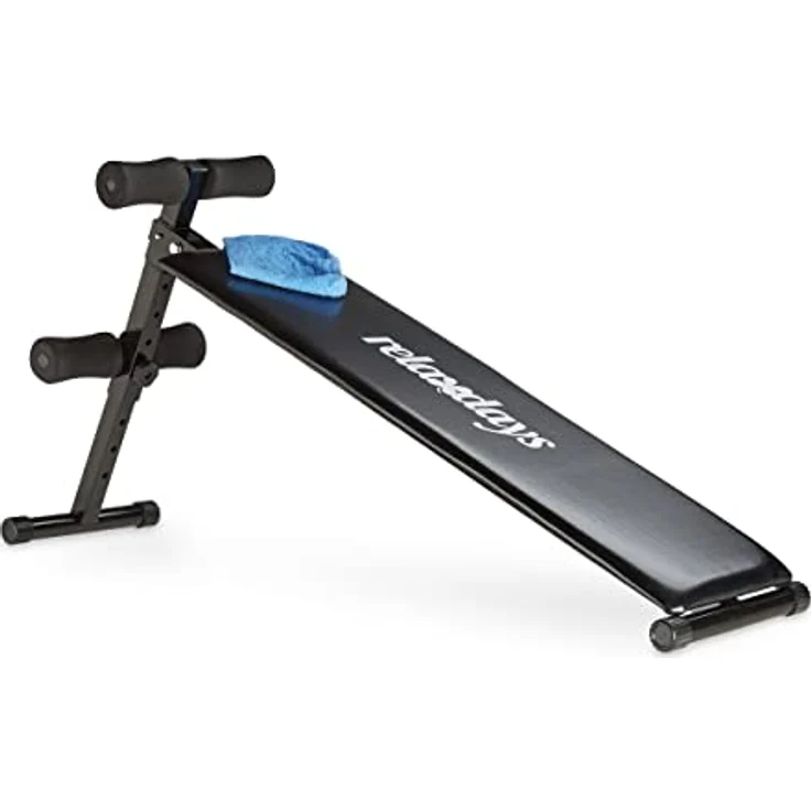Relaxdays Sit Up Bank klappbar, 5-fach verstellbar, Bauchtrainer Bank, gepolsterte Beinfixierung, Trainingsbank, schwarz – Bild 1
