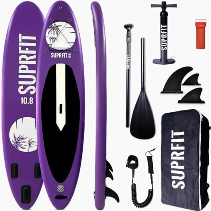 SF SUPRFIT SUP-Board Halia Purple, Touring Stand-Up-Paddling Board mit Rucksack, Paddel, Luftpumpe und 3 Finnen, Max. Nutzergewicht 140 kg