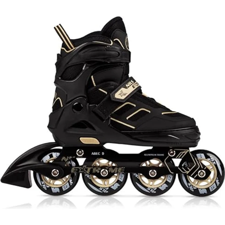 Nils Extreme Inline Skates für Erwachsene und Kinder - ABEC9 Kugellager - Rollerblades Damen und Herren - Größenverstellbar 39-42 - Schwarz Beige – Bild 3