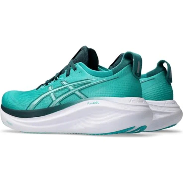 ASICS GEL-NIMBUS 27 Laufschuhe, maximale Dämpfung mit PureGEL-Technologie, Wave Teal/Saxon Green, Größe 44 – Bild 2