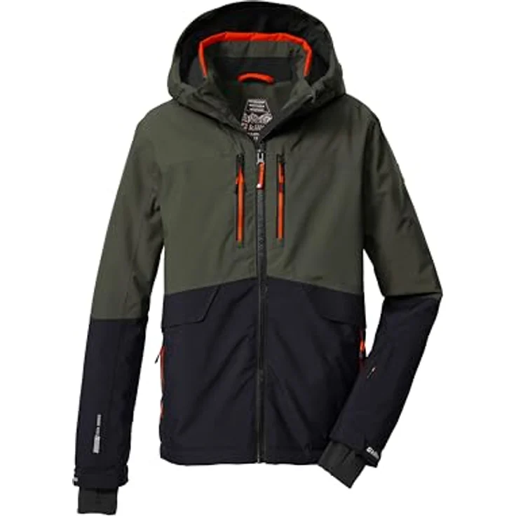 Killtec Kids Skijacke, wasser- und winddichte Winterjacke für Jungen, grün, Größe 140, mit reflektierenden Elementen und abnehmbarer Kapuze – Bild 1