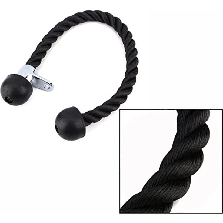 yiqi Unisex – Erwachsene Trizeps-Seil/Bizeps Tau, Schwarz, Doppelendiges – Bild 5