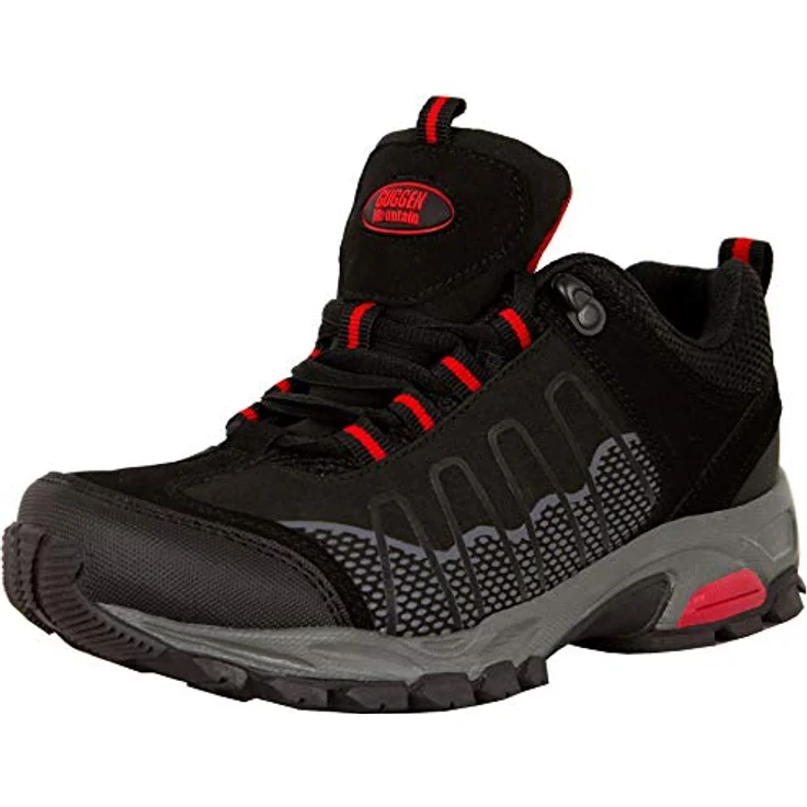 GUGGEN Mountain Damen Wanderschuh T002, Wasserabweisend, Verstärkte Schuhspitze, Softshell-Leder-Mix, Schwarz – Bild 1