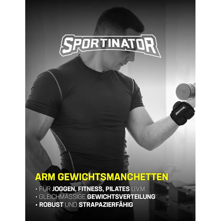 Sportinator Gewichtsmanschette Premium, 0,5 kg Arm Gewichtsmanschetten im 2er Set mit Klettverschluss und Daumenloch, schwarz