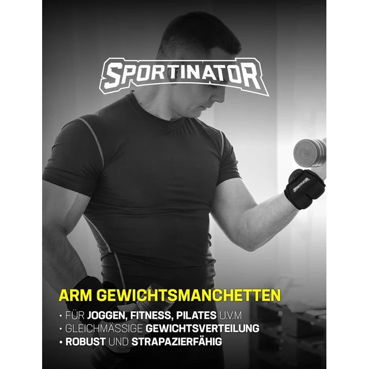 Sportinator Gewichtsmanschette Premium, 0,5 kg Arm Gewichtsmanschetten im 2er Set mit Klettverschluss und Daumenloch, schwarz