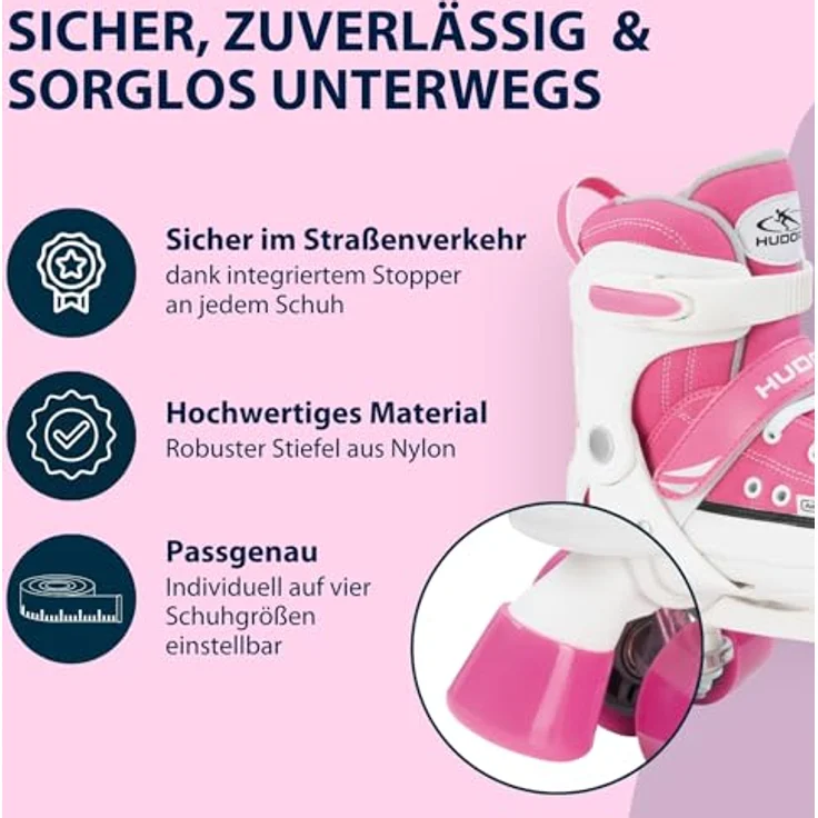 HUDORA Rollschuhe Roller Skate Kinder Rollschuhe, pink, 36-39 – Bild 7