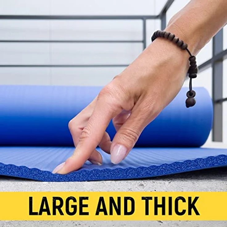 WOZINSKY Fitness-Yogamatte, schwarze Gymnastikmatte mit Rutschhemmung, ideal für Yoga, Pilates und Fitness, 181 cm x 63 cm x 1 cm, inkl. Tragegurt – Bild 5