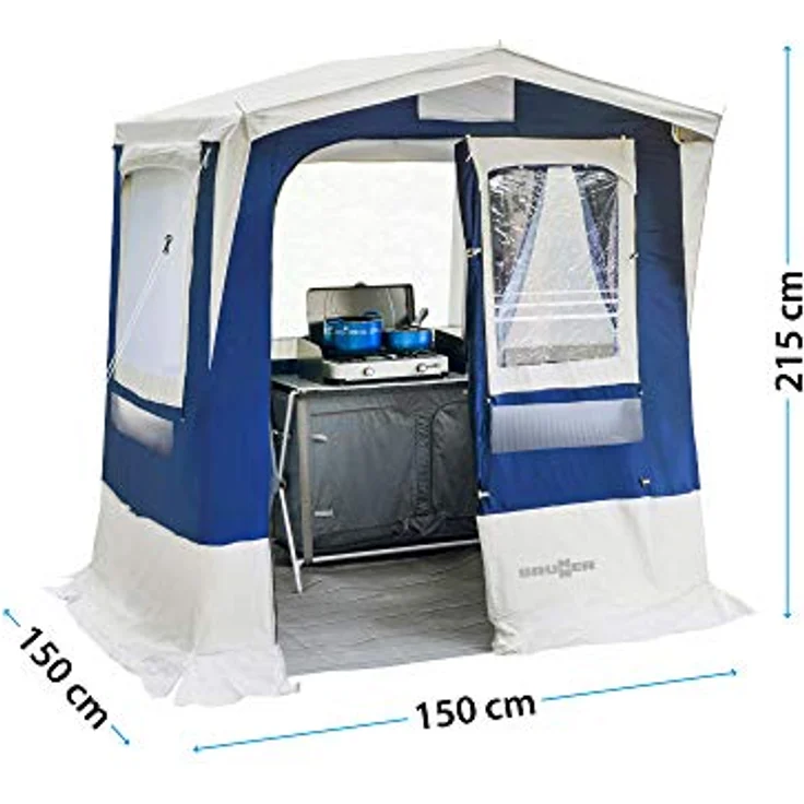 Brunner Gusto I NG, Küchenzelt mit Pultdach, 215 cm Stehhöhe, große Gazefenster, inkl. Tragetasche und Montagematerial – Bild 3