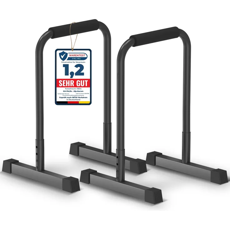 DH FitLife Dip Barren Bars verstellbar 80-90cm - Dip-Station für Calisthenics & Krafttraining, stabil & sicher, schwarz
