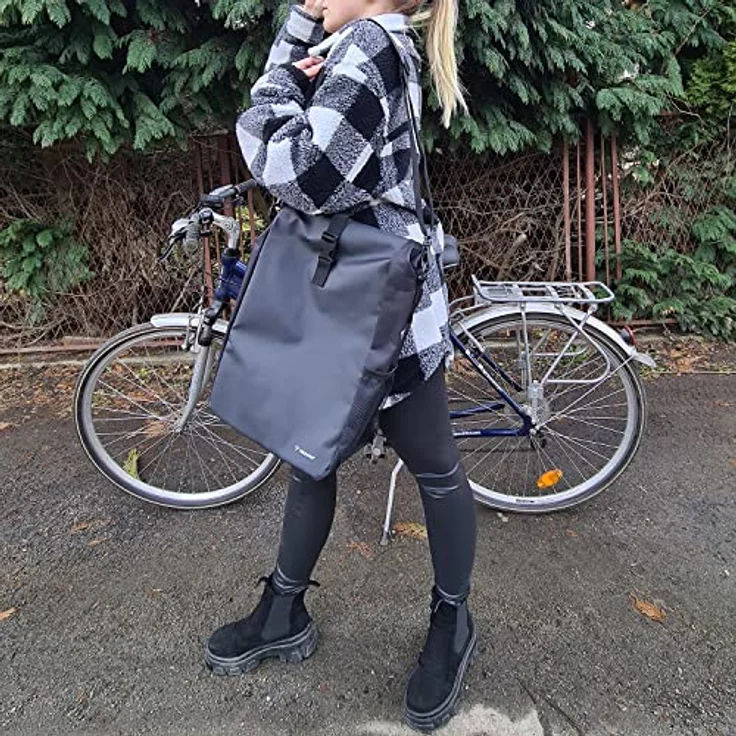 TRIZAND Fahrrad Gepäcktasche Schulter 15L, wasserfester Fahrradrucksack mit Reflektoren und abnehmbarem Schultergurt, Modell 21203 – Bild 5
